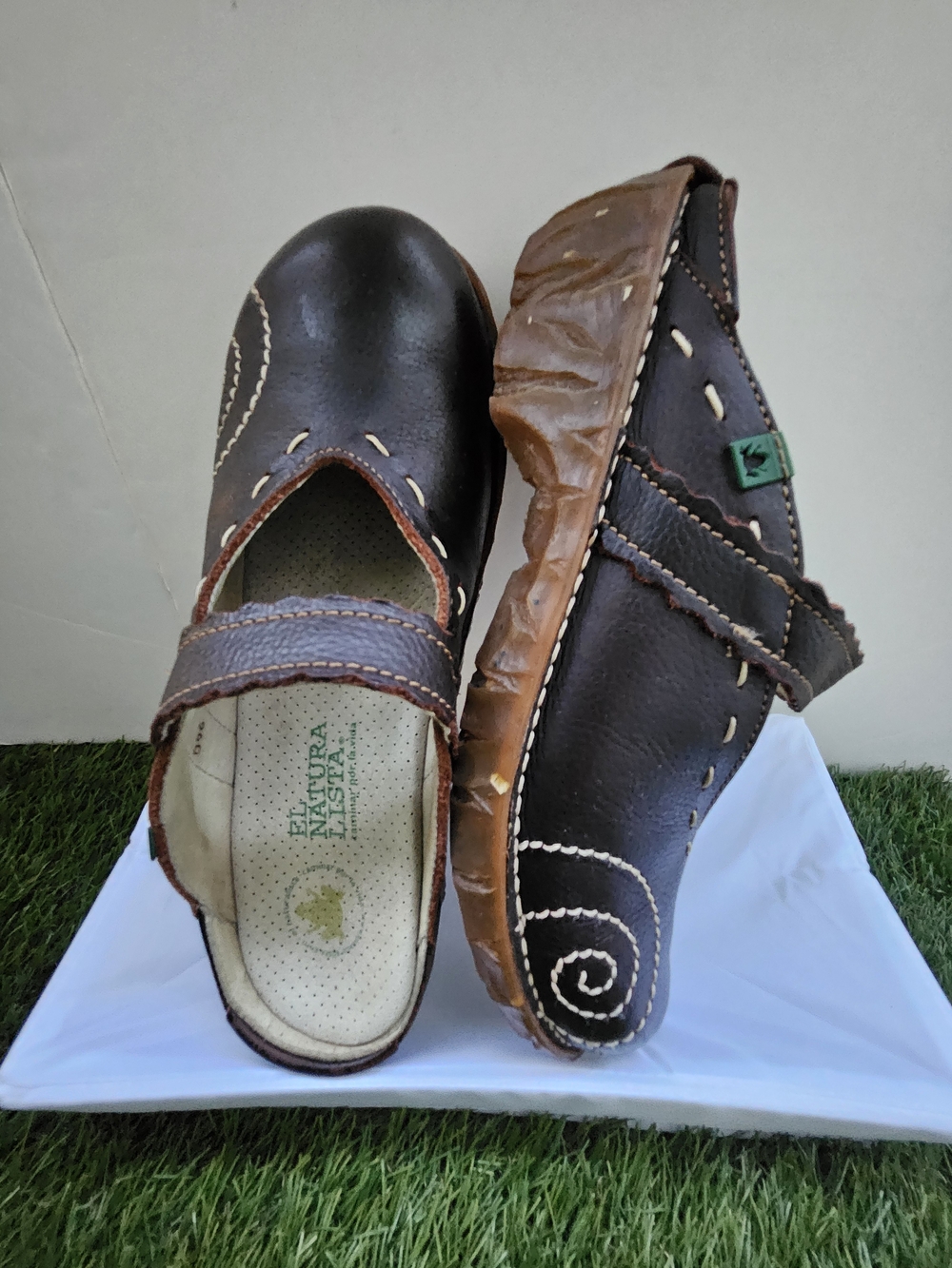 El Naturalista Campos 096 Leather Mules Clogs Brown Women's Size EU 39 US 8.5